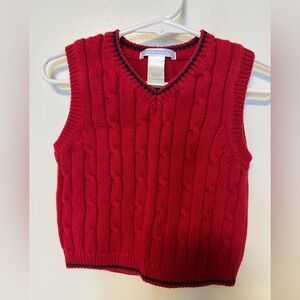 Janie and Jack Red Cable Knit Sweater Vest 12 to 18 months